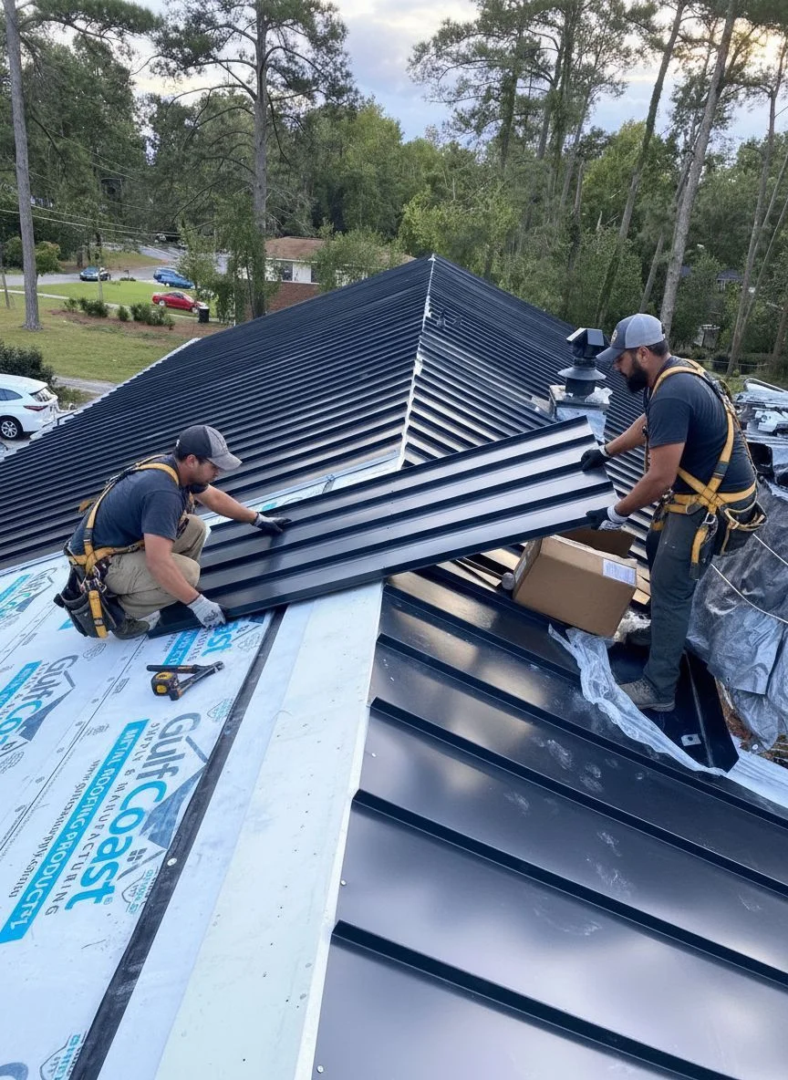 Newly installed metal roof on a residential home in the Columbia SC area