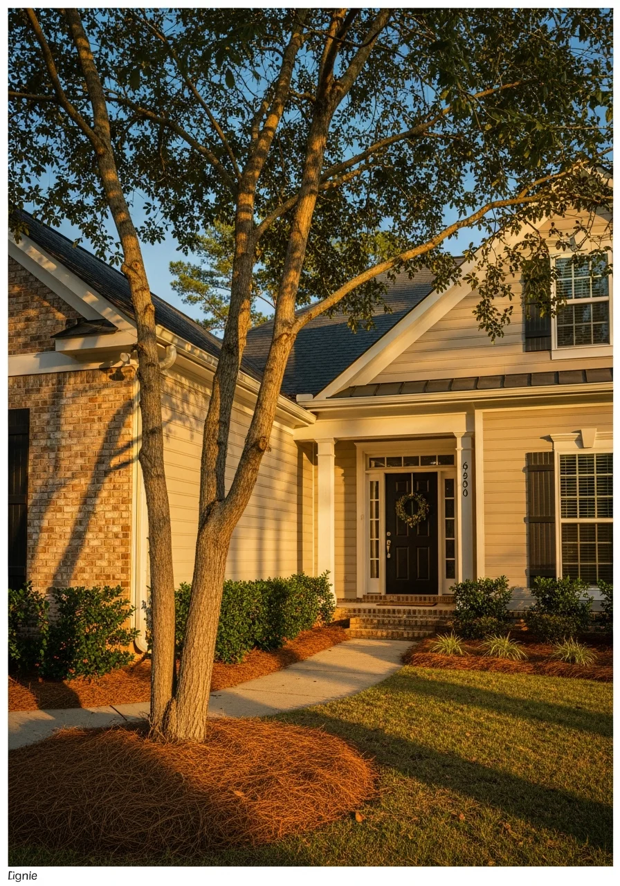 Columbia suburban home with mature landscaping and welcoming front entrance in a residential neighborhood.